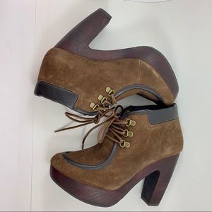 Lucky Brand Brown Suede Platform Bootie NWOT